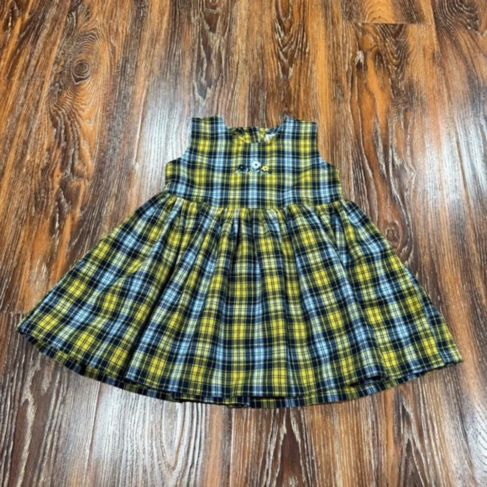 VTG OshKosh B'gosh & Childrens Place Plaid‎ Dress Bundle Red Yellow Girls 18-24M